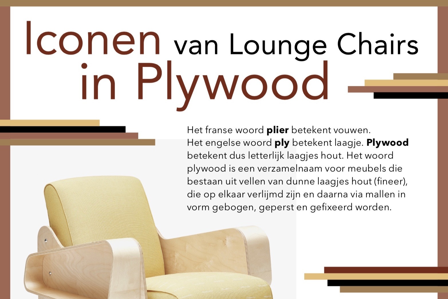 Icons of lounge chairs in plywood